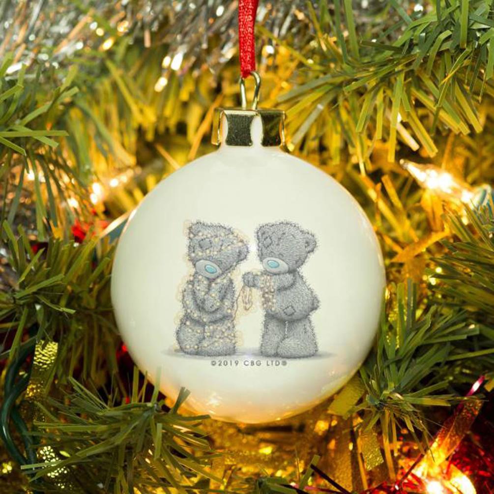 Personalised Me to You Wrapped Up In Lights Christmas Bauble Extra Image 1